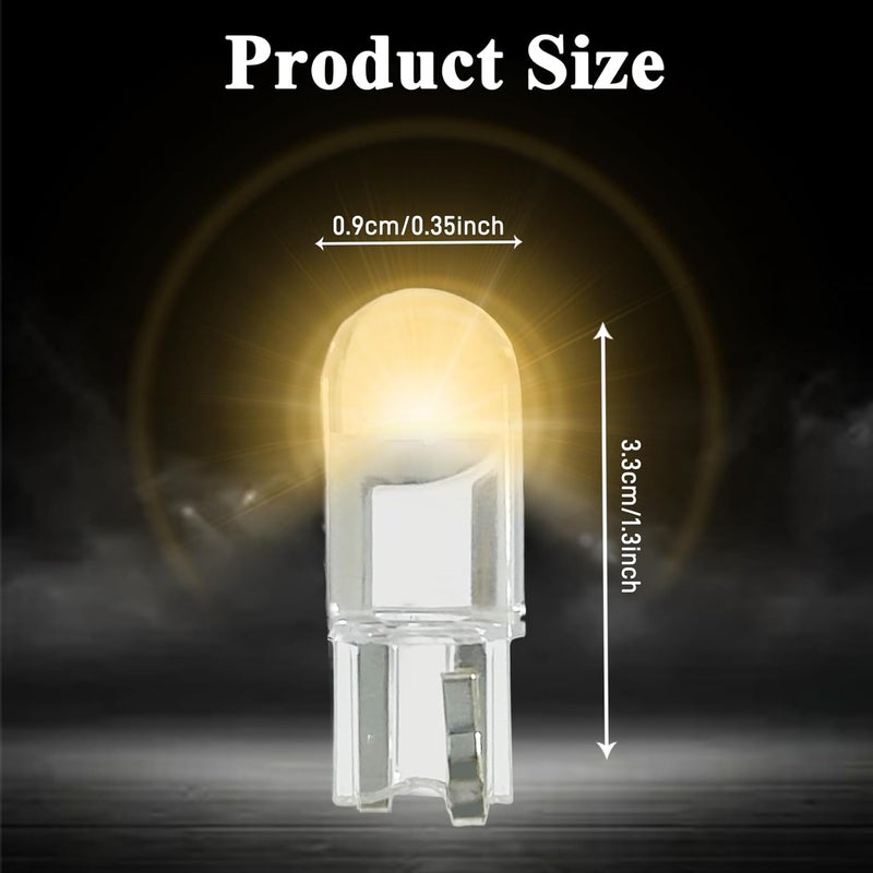 RGOAANC 30 PCS 194 LED Car Bulb, 194 LED Light Bulb White 6000K, 168 2825 W5W T10 Wedge COB LED Replacement Bulbs Error Free for Car Dome Map Door Courtesy License Plate (Yellow) - Image 2